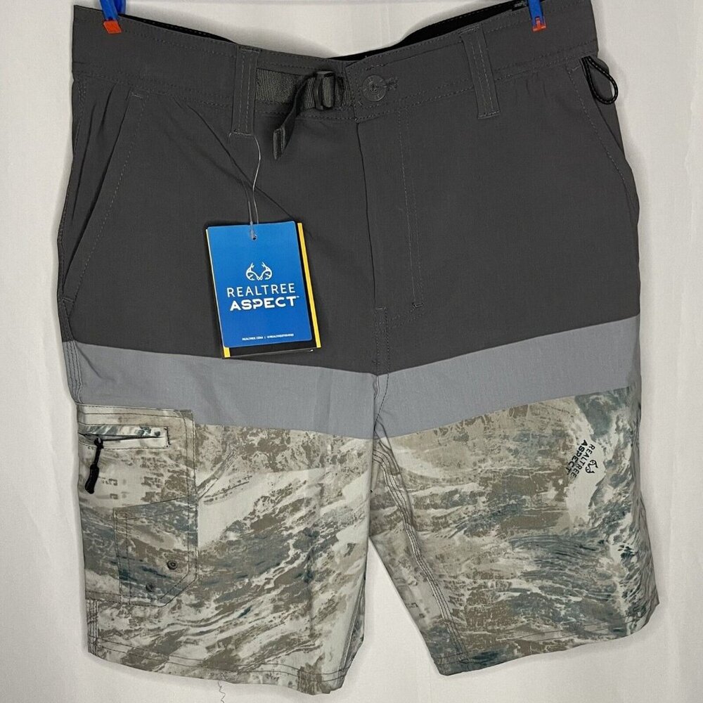 Realtree Aspect Mens S 28/30 Flat Front Mirage Hybrid Fishing Shorts NWT